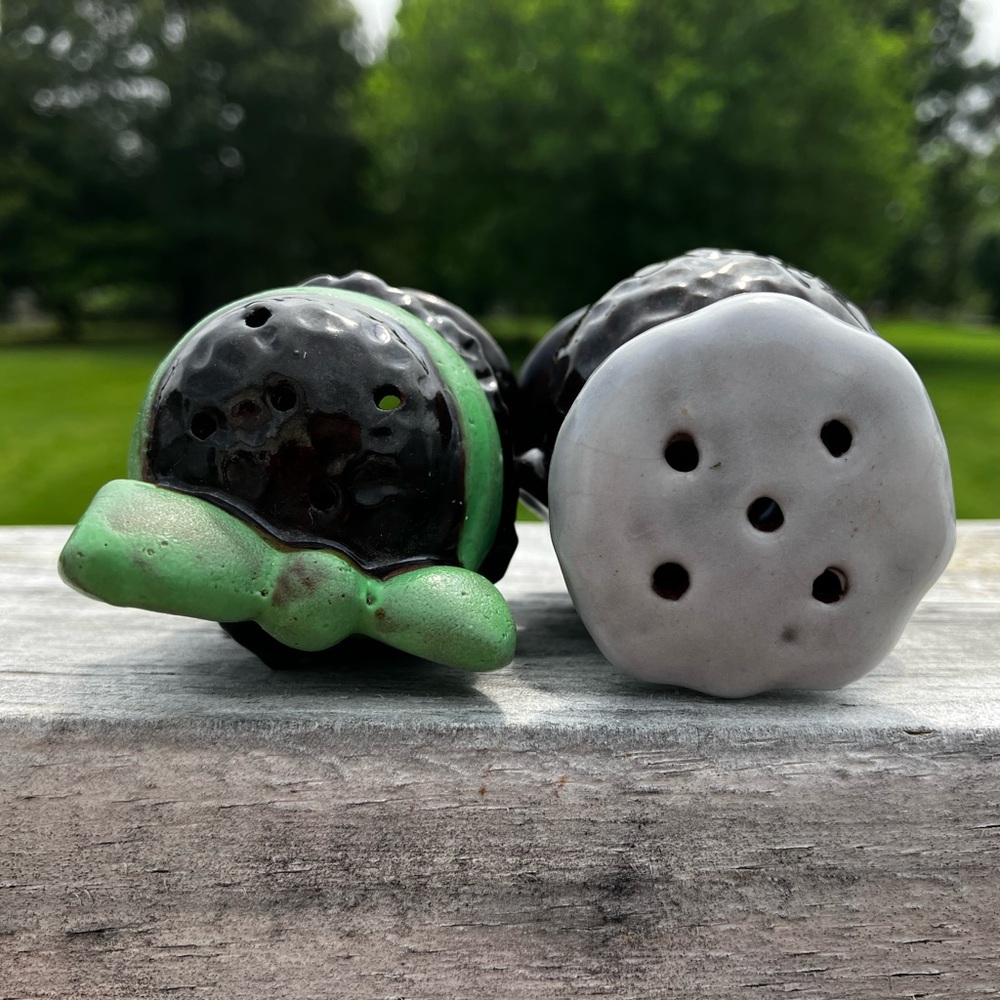 Ceramic Black and Green Salt and Pepper Shakers